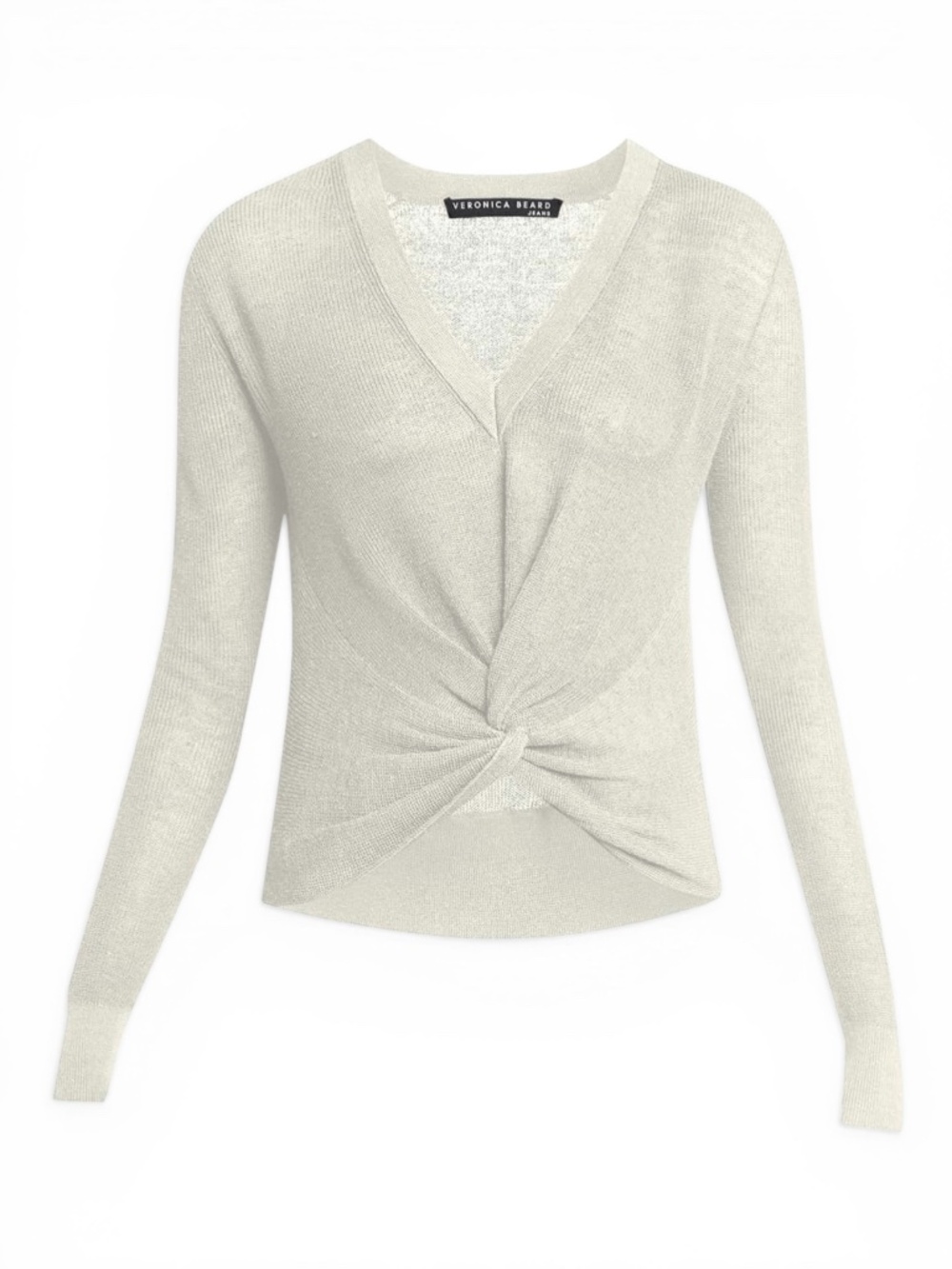 Veronica Beard Soren Twist Front Sweater Ivory Draped Knit Top Medium M